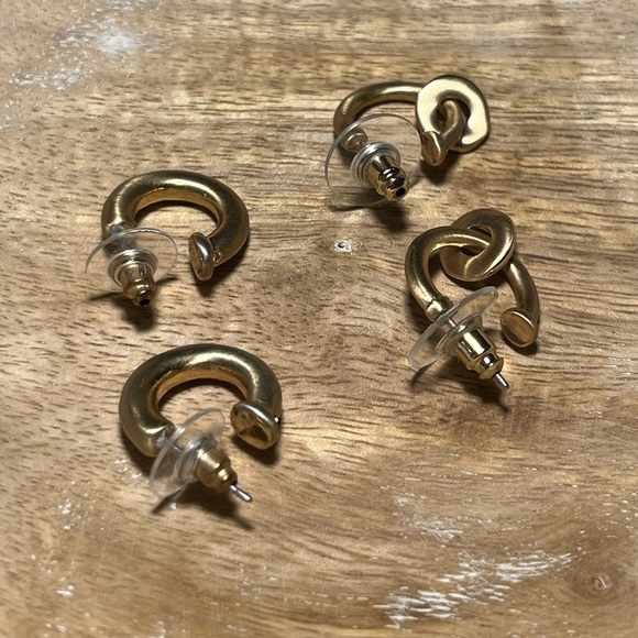 Gold Tone Half Hoop Earrings - Picture 8 of 11